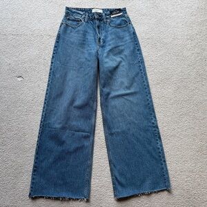 Abercrombie & Fitch The Wide Leg High Rise Jeans Women Curve Love Medium Wash 27